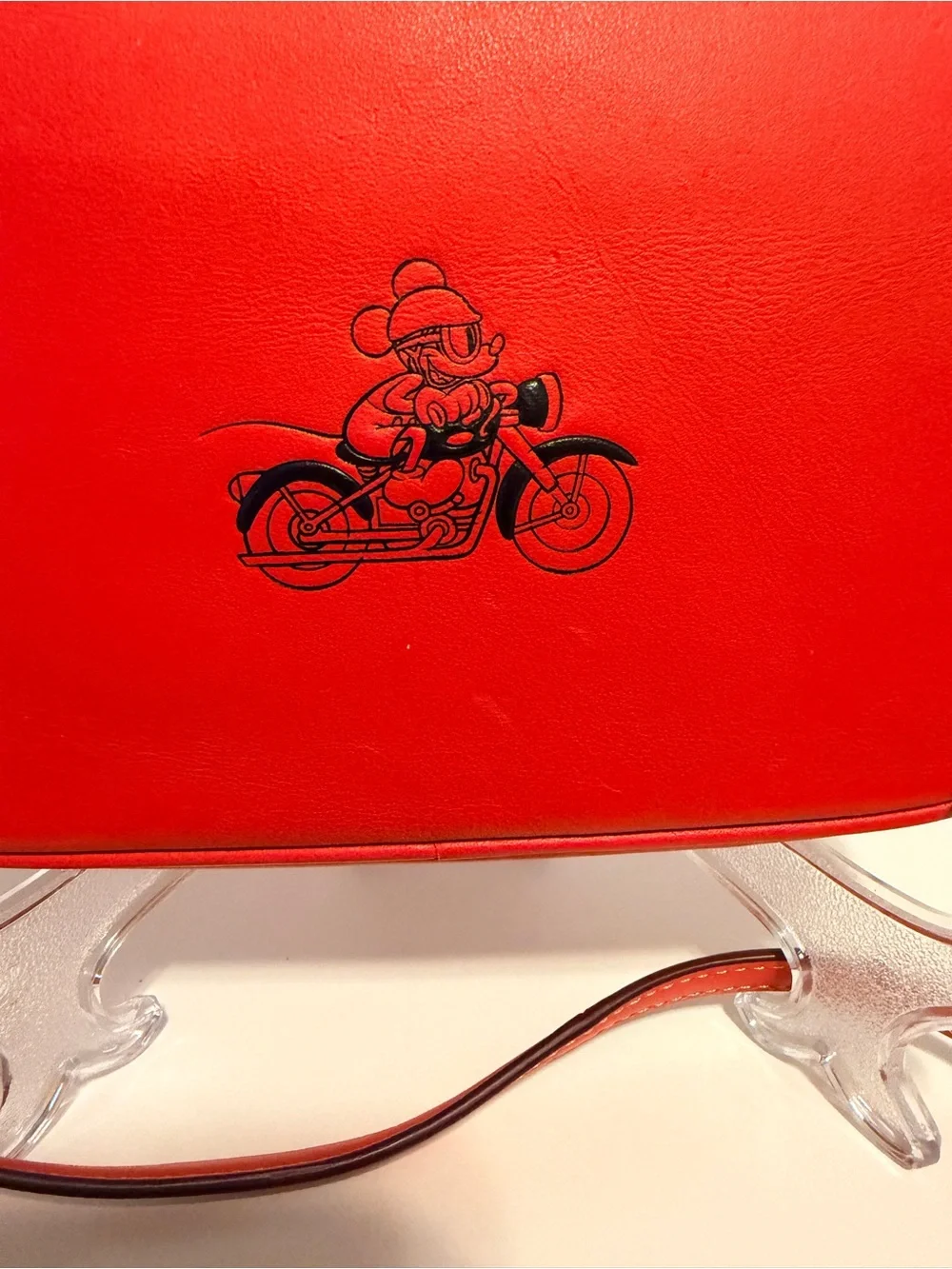 Coach Red Leather Crossbody with Motorcycle Mickey Detail - Picture 9 of 10